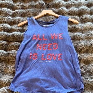 Spiritual Gangster Blue Tank Top with Red Graphic "All We Need Is Love"